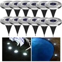 QUBEBU LED Solarleuchte Wasserdicht Led Solar Gartenleuchten, 20 LEDs Solarlampen für Außen, LED fest integriert, Solar Bodenleuchten für Außen Garten Rasen Auffahrt Gehweg Patio, Garten Solar Außenleuchte 20 LEDs wasserdicht Edelstahl + Kunststoff