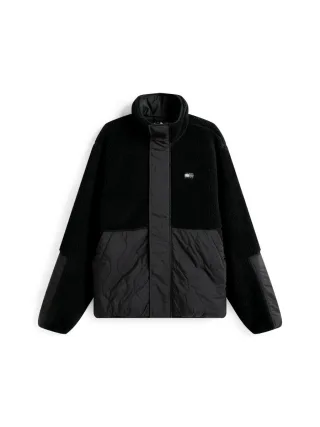 Tommy Jeans - Relaxed Fit Steppjacke mit Teddy-Fleece schwarz - Gr. - S