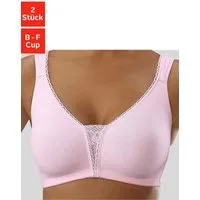petite fleur by Lascana Soft-BH (Packung, 2 Stück) ohne Bügel, Baumwolle mit Spitzen-Details, große Größen, bequemer BH