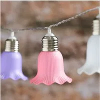 Lights4fun LED-Lichterkette 10er LED-Solar-Lichterkette pastellfarbene Blumen in Warmweiß