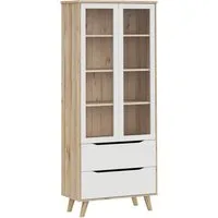 FORTE Vitrine Vankka Stauraumvitrine (B/H/T 84,7/201,5/41,7 cm) 2 Glastüre, Grifflos, zeitloses Design, 2 Schubkästen