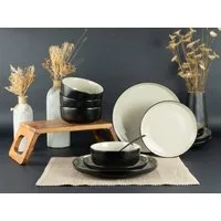 my home Tafelservice Teller Set, modernes Geschirr-Set, Service Östra Greda (12-tlg), 4 Personen, Steinzeug, hohe Haltbarkeit, spülmaschinengeeignet & mikrowellengeeignet