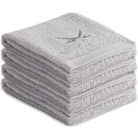 Sansibar Sylt Gästehandtücher Sansibar Sylt Handtuch Gästetuch Frottier-Serie Classic (Set, 4-tlg), mit hochwertiger Sansibar Säbel-Stickerei