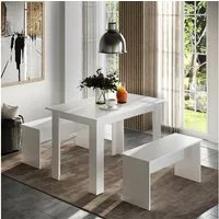 Vicco Essgruppe Sentio, Weiß, 112 x 73.6 cm mit 2 Bänken, (Set, 3-tlg., 3-er Set), platzsparend