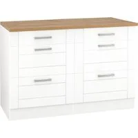 KOCHSTATION Unterschrank KS-Tinnum 120 cm breit, Metallgriffe, MDF Fronten, mit 2 Schubkästen
