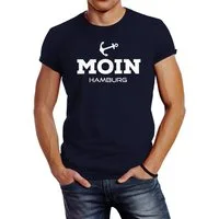 Neverless Print-Shirt Herren T-Shirt Moin Hamburg Anker Slim Fit mit Print