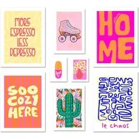 ARTFAVES Bilder-Collage Poster Set Happy Dopamine Decor I mehrteilige Bilderwand I Wandbilder, (Wandbilder modern, 8 St)