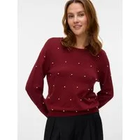 Vero Moda Rundhalspullover VMGLORY PEARL LS O-NECK PULLOVER BOO