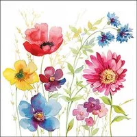 Ambiente Luxury Paper Products Papierserviette, Servietten Papier 33x33cm 3-lagig mit buntem Wildblumen Motiv 20 Stück
