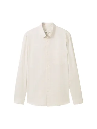Denim Tom Tailor - Strukturiertes Hemd wool white dobby dot - Gr. - XXL