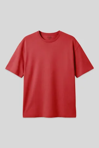 Übergroßes Baumwoll-Crewneck-T-Shirt