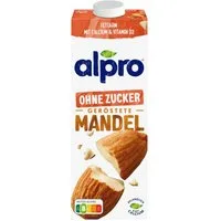 Alpro Pflanzenmilch, Alpro Mandeldrink ohne Zucker geröstet fettarm mit Calcium 1000 ml