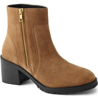 Veloursleder-Stiefeletten mit Absatz, Damen,  Braun, Leder/Rauleder, by Lands' End