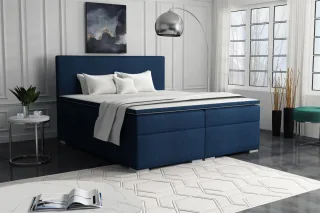 Boxspringbett Schlafzimmerbett SOREL 180x200cm Stoff Aragon Blau