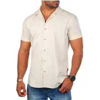 CARISMA Kurzarmhemd Herren Leinen Baumwoll Mix Casual Hemd 9212 Regular Kurzarm Kentkragen Uni