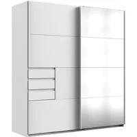 Wimex Schwebetürenschrank Oldenburg, Kleiderschrank mit Spiegel in weiß, 3 Schubladen (B/T/H: 180/64/198cm, inklusive geräumigen Innenleben, Made in Germany) mit Spiegel