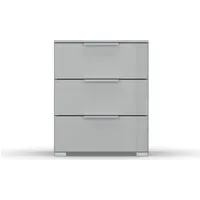 rauch Nachtkommode Nachttisch Nachtkonsole Nachtschrank SKAT MERIDIAN (inkl. SOFT-CLOSE-FUNKTION), mit 3 Schubladen mit Glasfront in elegantem Design MADE IN GERMANY