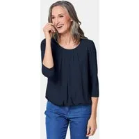 GOLDNER Shirtbluse Chiffon-Shirt mit 3/4-Arm, Rundhals Damen Sommerbluse, Halbarm, Feierlich, weich, Kunstfaser, Chiffon