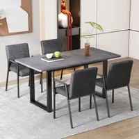 BlingBin Esstisch Küchentisch Wohnzimmertisch im Industriestil (Geeignet für 4-6 Personen, 1-St., mit einer Tragkraft von bis zu 100 kg), 140L x 70B x 75H cm,Eisen,Schwarz + Grau