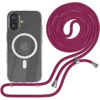 EAZY CASE Handykette mit Magsafe Hülle für Apple iPhone 17 6,3 Zoll, Slimcover Festival Hülle Band Handyketten induktive Umhängehülle Pink