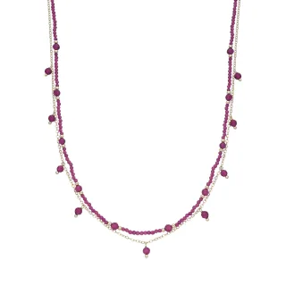 Luxenter Halskette aus rosa Kristall mit 18 Karat Gelbgold-Finish – Aira