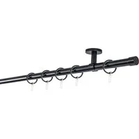 ondeco Gardinenstange Rundrohr Deckenabstand 4cm Kappe, Ø 20 mm, 1-läufig-läufig, Wunschmaßlänge, Bohren, verschraubt