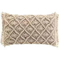 Macosa Home Dekokissen Makramee 40 x 40 cm oder 30 x 50 cm Beige Baumwolle, inkl. Füllung Sofakissen Zierkissen Deko