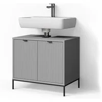 Livinity® Waschbeckenunterschrank ATERNO, Grau/Grau, 70 x 63 cm mit Türen (1-St)