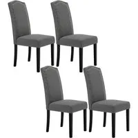 Woltu 4-Fußstuhl (Set, 4 St), Esszimmerstühle mit Rückenlehne, Leinenbezug