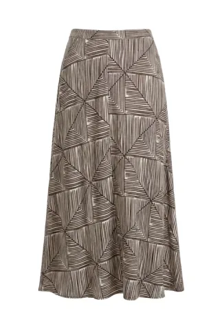 signe nature - Gemusterter Midirock beige/braun - Gr. - 38