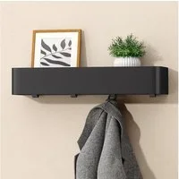 doporro Garderobenleiste Wandgarderobe Hakenleiste mit Ablage aus Kohlenstoffstahl Reglo-05 (4 St), Kombination aus Ablagefläche und unteren Haken