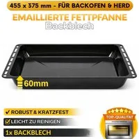 ICQN Backblech 455 x 375 mm, Emailliert, (1-St), Extra Tiefe Emaillierte Fettpfanne, Kratzfest & Rostfrei