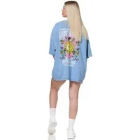 Worldclassca T-Shirt Worldclassca Oversized Print LIVIN SIMPLY T-Shirt lang Sommer Oberteil