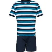 REDBEST Pyjama Herren-Shorty Single-Jersey Streifen: gestrickter Ringel, Oberteil