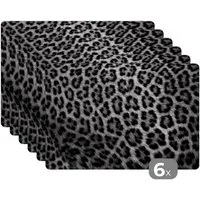 MuchoWow Platzset Pantherdruck - schwarz und weiß, (6-St), Platzsets, Tischset, Abwaschbar, Tischsets, Platzdeckchen