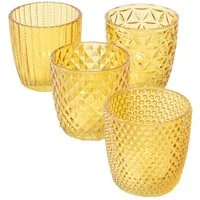 BOLTZE GRUPPE GmbH Teelichthalter Teelichthalter Marilu Glas lackiert gelb H.7,5 cm Ø.7,5 cm 4-teilig