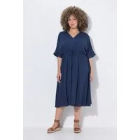 Ulla Popken Maxikleid Maxikleid A-Linie V-Ausschnitt Halbarm