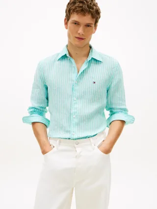 LINEN BENGAL STRIPE RF SHIRT Arctic Aqua - Gr. - L