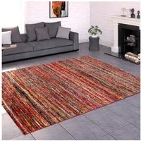 KADIMA DESIGN Teppich Meliert Wohnzimmer schmutzabweisend Teppich Kurzflor, Rechteckig, Höhe: 17 mm, Florhöhe: 13 mm, 100% Polypropylen, Rechteckig, 80x150cm, Mehrfarbig