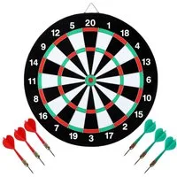 NILS FUN Dartscheibe 2 in 1 Scheibe zum Darten mit 2 Seiten und Pfeilen, Komplettset