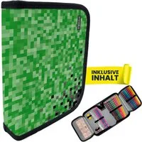 itenga Federmäppchen itenga Schüler-Etui Mäppchen Pixel 28 teilig (gefüllt) 1-Zipper