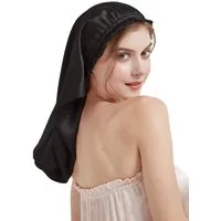 Vivi Idee Duschhaube Luxuriöse Schlafmütze aus 100% Maulbeerseide, Seidenmütze seidig Haarpflege, atmungsaktive, 60cm Länge