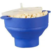 relaxdays Schüssel Popcorn Maker Silikon für die Mikrowelle, Silikon, blau