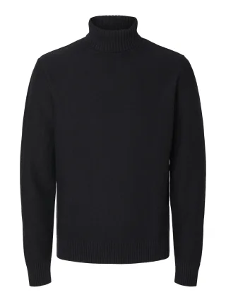 SELECTED MEN - SLMAXEL LS KNIT ROLL NECK NOOS Black - Gr. - L