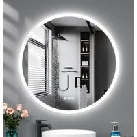 JDONG Badspiegel mit Beleuchtung Rund 80/100cm (Gehärtetes Glas Explosionsschutz, Touch-Schalter, 3 Lichtfarbe Einstellbare Spiegel Bad mit Beleuchtung), Dimmbar, Memory-Funktion, Spiegelheizung,Antibeschlag