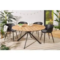 riess-ambiente Gartentisch DESIGNO 120cm natur / anthrazit · Outdoor-Küchentisch im Holz-Design (Einzelartikel, 1-St), 4 Personen · Aluminium-Sterngestell · rund · wetterfest · Terrasse