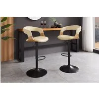 riess-ambiente Barhocker MANHATTAN creme beige/natur/schwarz - höhenverstellbar, 360° drehbar (Einzelartikel, 1 St), Barstuhl aus Kunstleder & Metall mit Lehne - ideal für Kücheninseln