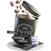 IDEALTASTIC Vorratsdose Premium I Kaffedose I Zuckerdose 1KG I Robuster Vorratsbehälter, Stahl, (mit flexiblen Inhaltstickern I Für alle Lebensmittel, Kaffeedose, Zuckerdose, Mehlaufbewahrung, Salzdose, 1KG), Vorratsdosen zur Zucker, Kaffee & Müsli A