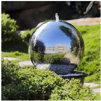 Köhko Gartenbrunnen Kugelbrunnen (25 - 100 cm) aus Edelstahl mit LED-Beleuchtung