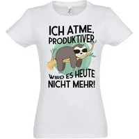 Youth Designz T-Shirt Ich atme, produktiver wird es heute nicht mehr Damen Shirt mit lustigem Faultier Frontprint